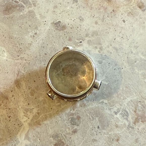 Vintage Sterling Silver Mixed Metal Spinner Ring w/ Blue Stone Boho Design 7.5 - Picture 3 of 6